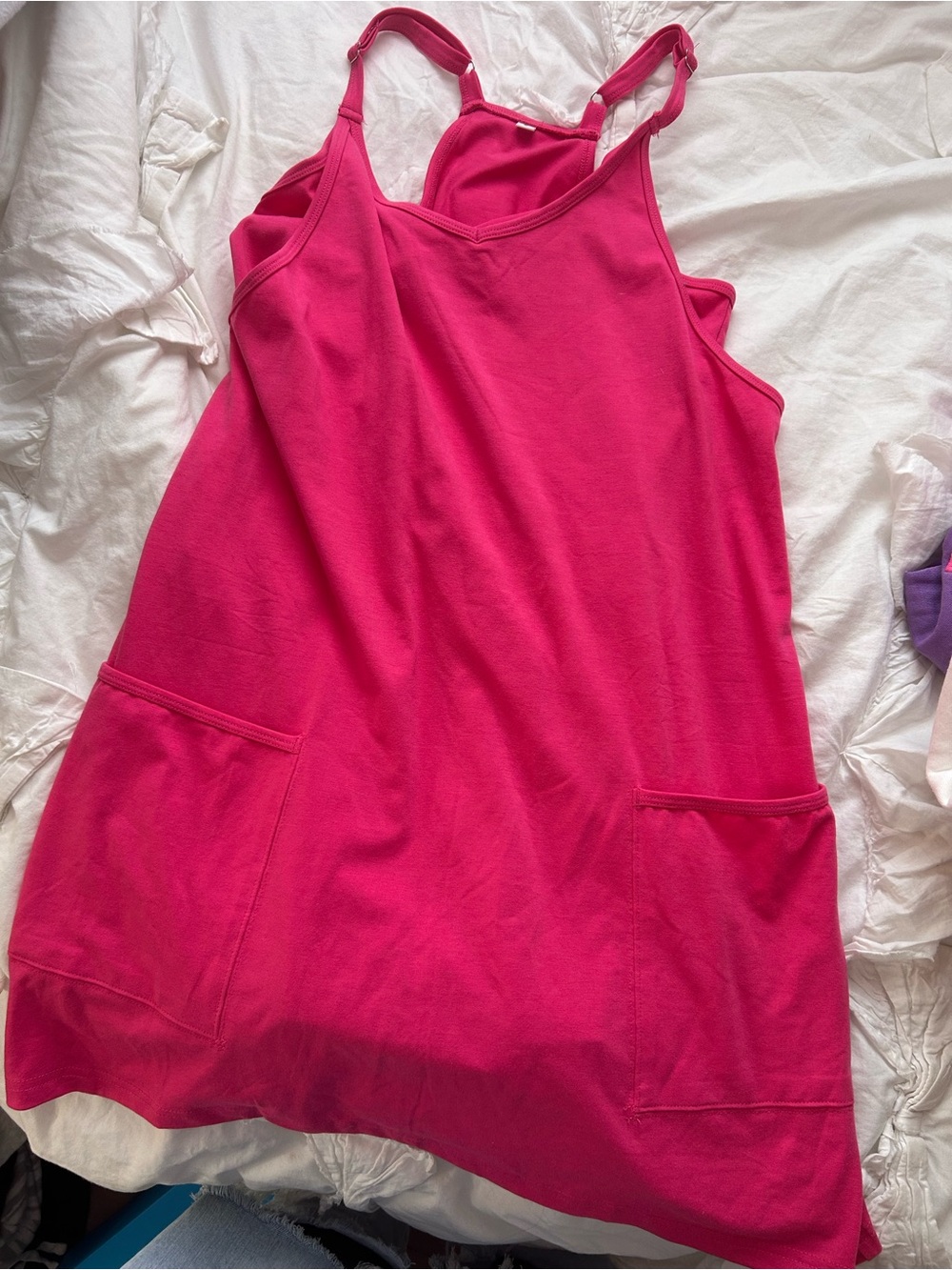 Hot Pink Tank Dress with Pockets